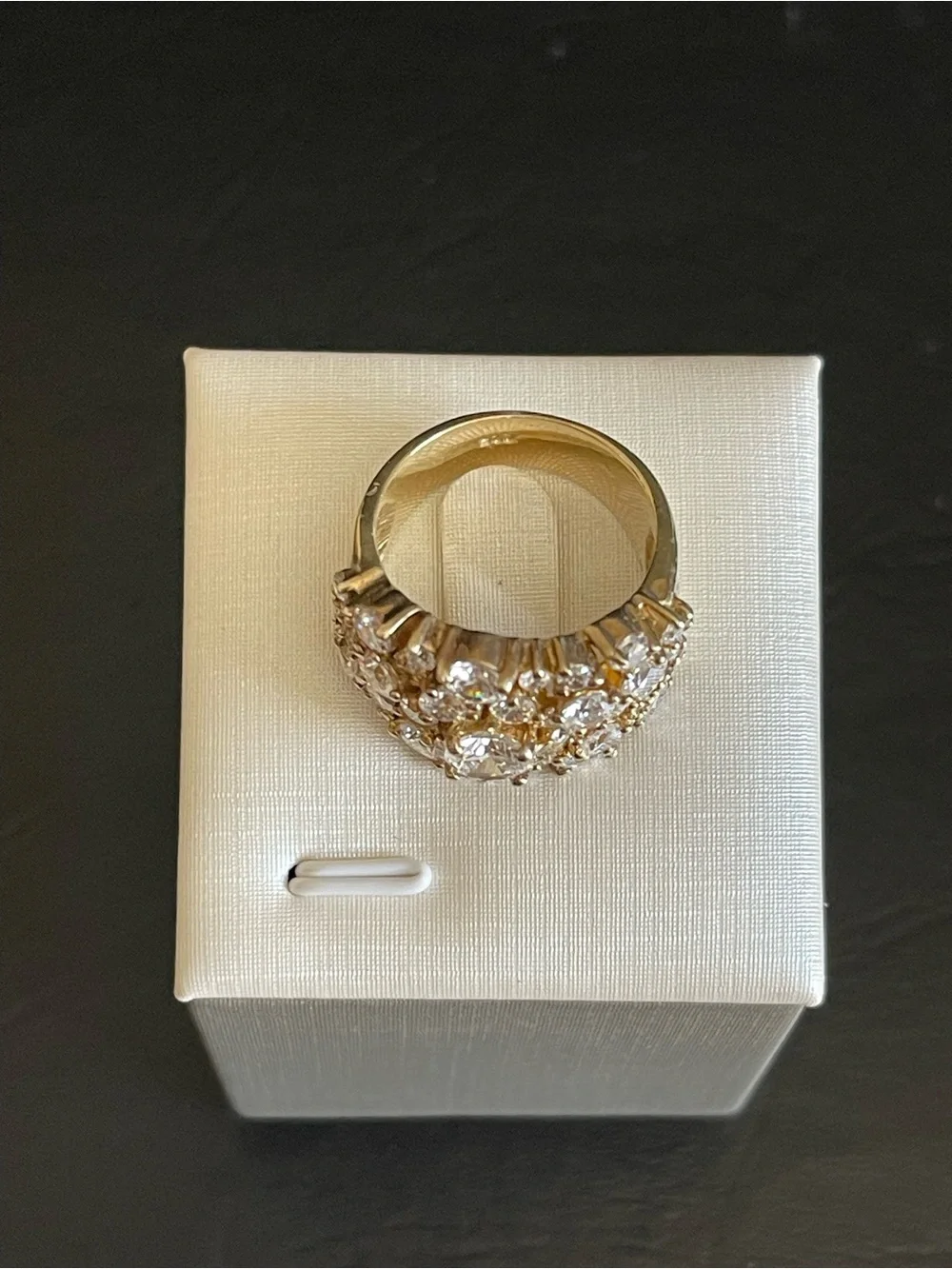 Gold over 925 sterling silver CZ Cluster  Ring.